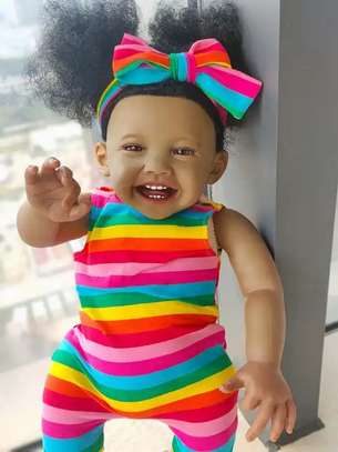 60cm Silicone Reborn Doll Soft Rainbow Jumpsuit image 1