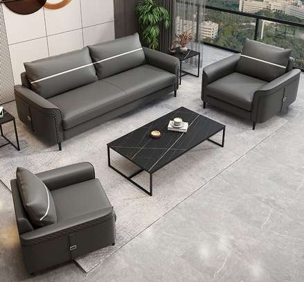 5 Seater Modern Imported Leather Executive Office Sofas image 9