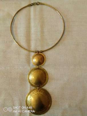 Exotic African-inspired brass necklace image 3