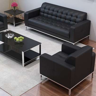 Modern Leather Sofa for Office, Lobby, and Reception image 5