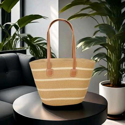 Papyrus Straw Woven Beach Bag image 2