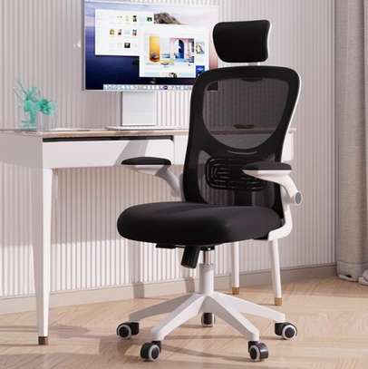Office Chair: Black Flip-Up Armrest Office Seat image 1