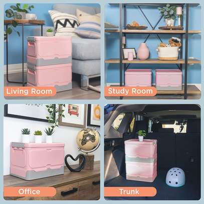 Foldable storage box home organizer with lid - Pink image 4