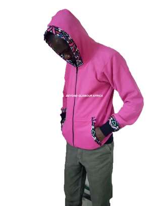 Womens Pink Cotton ankara hoody image 1