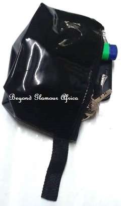 Womens Denim ankara handbag with black coin purse image 2