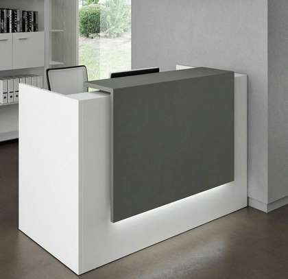 OFFICE DESK:  White Reception Office Desk image 1