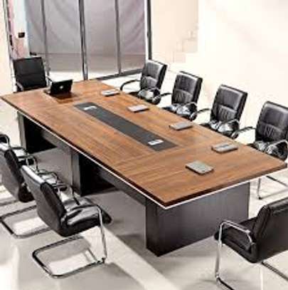 3 M Brown Wood Rectangular Conference Meeting Table image 2