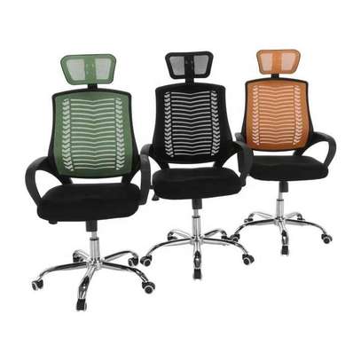 Adjustable headrest revolving office chair image 1