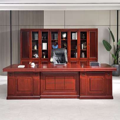 Office Desk; 1800mm Red Brown Executive Desk image 1