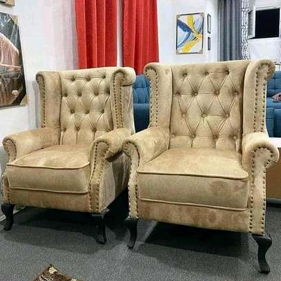 Glamourous Quality Pair of Wingback Chairs image 1