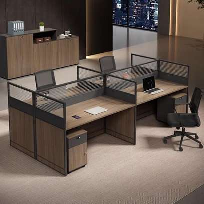 4-Way Modular Brown Workstation image 2