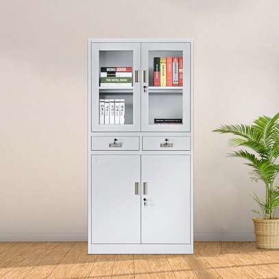 2-Door Metal Filing Cabinet with Lock and Glass Panels image 4