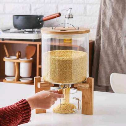Glass cereal dispenser with a bamboo stand image 3