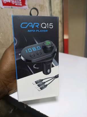 Q15 car modulator with micro usb,usb type c and iphone cable image 1