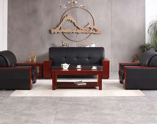 Office Sofa; High-End Leather Executive Sofa image 1
