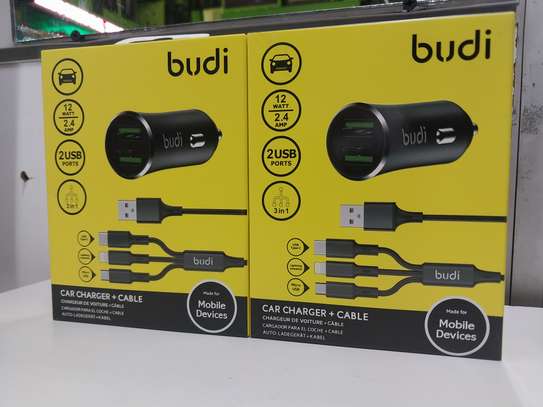Budi 3 In 1 Car Charger - Fast Charging , 2 USB Ports image 1