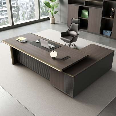 High-End L-Shaped Office Desk with Cable Organizer image 3