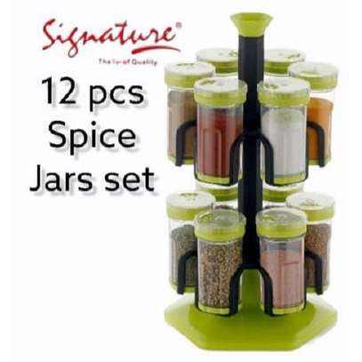 Signature 12 Pcs Spice Rack Kitchen - Herbs Jars Organizer - Rack image 1