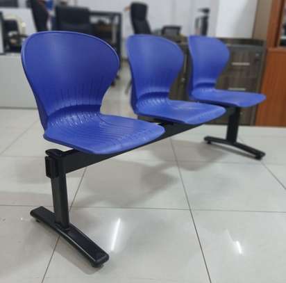 3 Seater Blue Plastic Metal Framed Waiting Bench image 13
