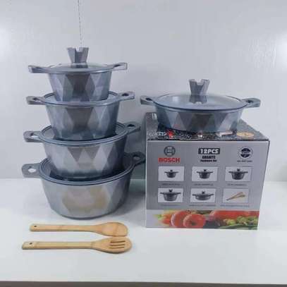 12PC Bosch Cookware with Silicon lid covers- black, grey image 2