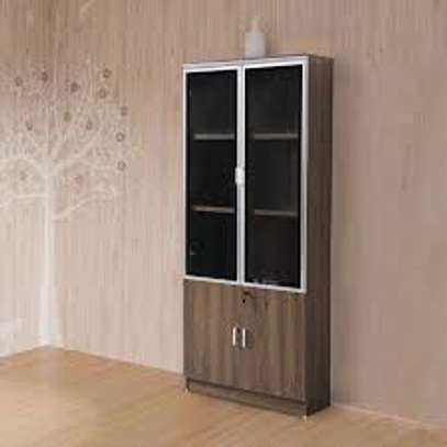 2-Door Wooden-Glass Display Lockable Storage Cabinet image 5