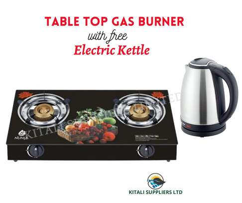 NUNIX Tampered Glass Gas Table Cooker 004 with free kettle image 1