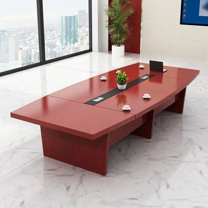 12-Person Modern Red Conference Table Set [3M] image 1
