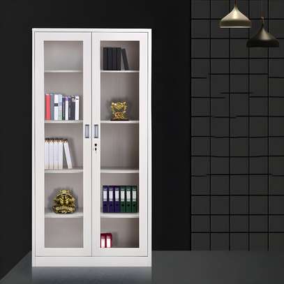 Steel Storage File Cabinet with Glass Doors image 1
