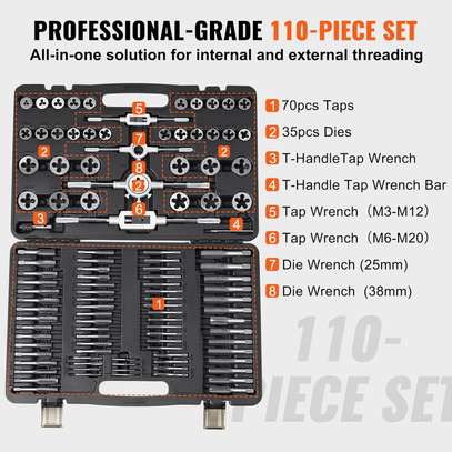 Tap and Die Set 110-Piece M2 to M18 image 3