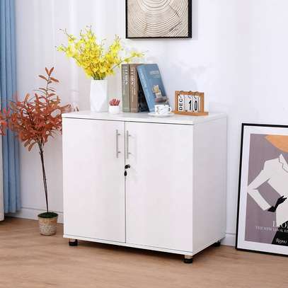 Wooden Office Storage Cabinet 2-Door Lockable Cupboard image 1