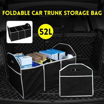 52L Car Trunk Organizer Universal Storage Bag Foldable Black image 1