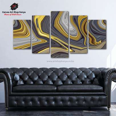 Golden black abstract wall hanging image 1