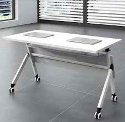 White Rectangular Office Foldable Training Desk image 1