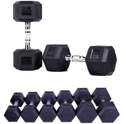 1 Pair Rubber Coated Hexagon Dumbbell image 1
