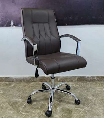 Executive Chairs : Brown Leather Ergonomic Office Chair image 2