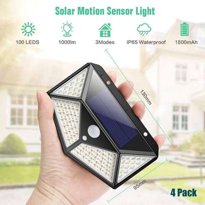 4 pack 100LED Solar Powered PIR Motion Sensor Wall Light Outdoor Garden Lamp 3 Modes image 4