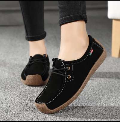 Black Loafers flats shoes woman moccasins women Flats image 2