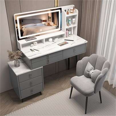 Dressers: Modern Expansive Gray Vanity Set image 1