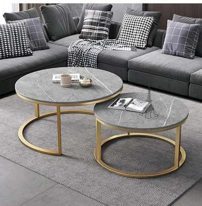 Pure Marble Nesting tables on Gold Metallic frame image 1