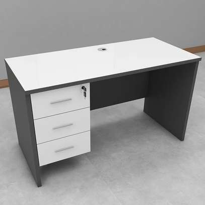 Modern Small Office Desk with Built-in Drawers image 2