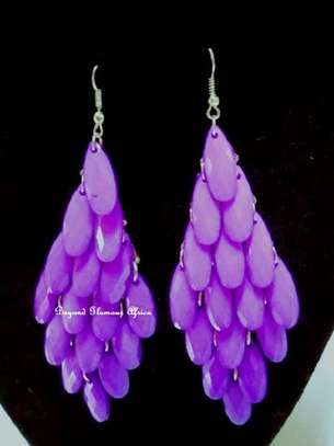 Womens Purple Crystal chandelier earrings image 1