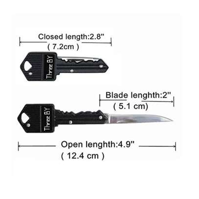 Hidden Key Shape Folding Knife Holder Keychain Portable Mini image 3