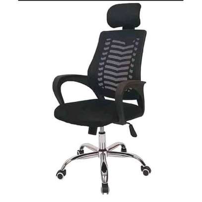 Headrest work desk chair with wheels image 1