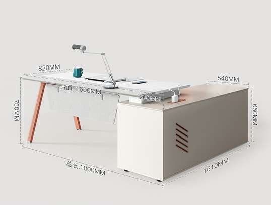 Office Desk: L-Shaped Administrative Executive Office Desk image 3