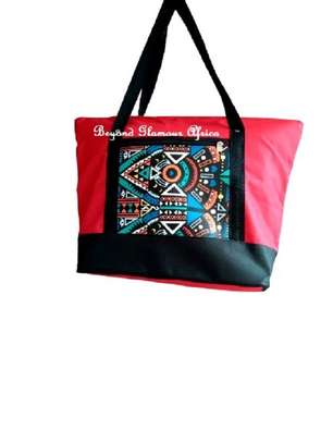 Womens Red ankara canvas handbag image 1