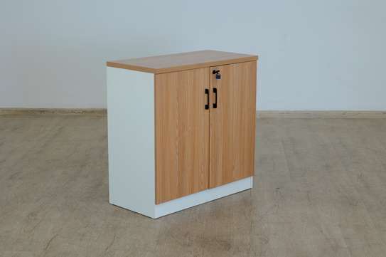 Office Cupboard: Brown 2-Door Wooden Office Cupboard image 1