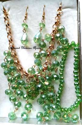Womens light Green Crystal Jewelry set image 1