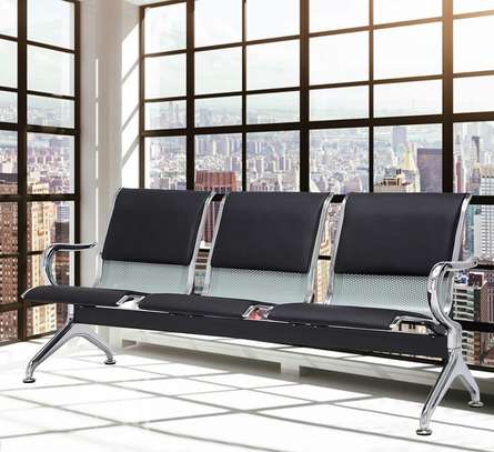 3 Person Leather Reception Office Bench image 12