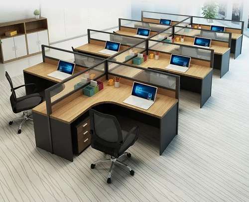 Office Workstation :  Modular 4-Way Staff Workstation, image 4