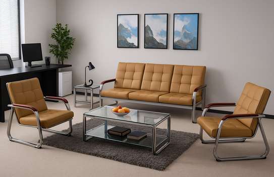 Office Sofa: 5-Person Brown Office Sofa image 1